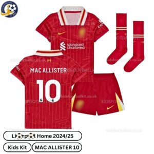 Lvr^_^pooI Home Kids Football Kit 2024_25 – MAC ALLISTER 10 (With Socks)